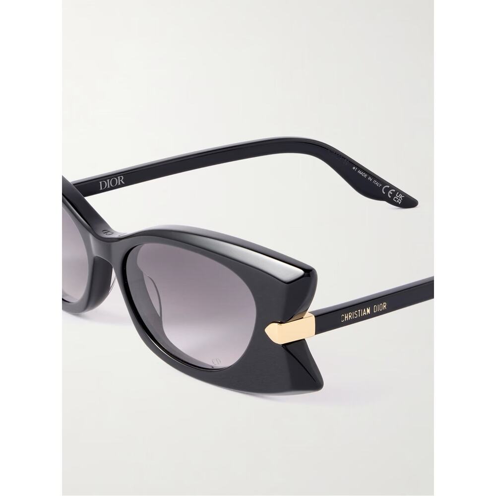 New Dior DiorButterfly S2I 10A1 Black Cat-Eye Sunglasses Gold Accents Authentic - Picture 5 of 7